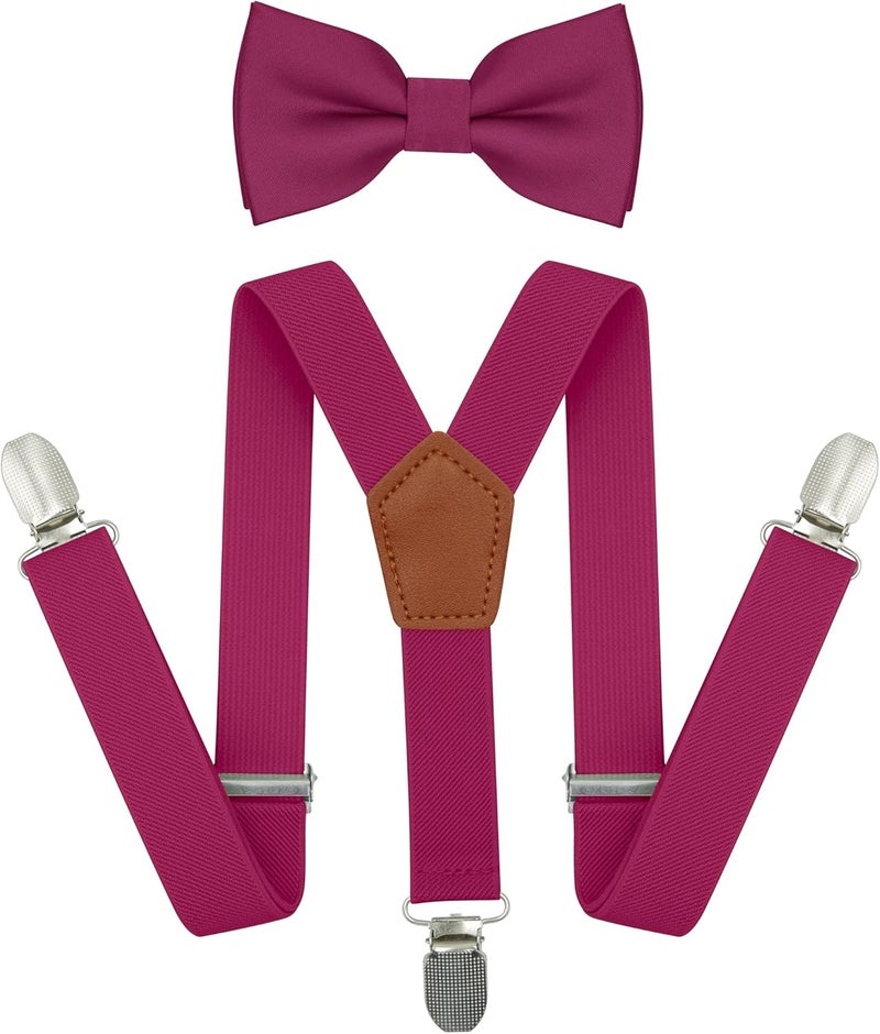 BEWDIO Adjustable Baby Boy Suspenders and Bow Tie, Pre-tied Kids Bowtie and Elastic Suspenders with 4 Strong Metal Clips - Image 1